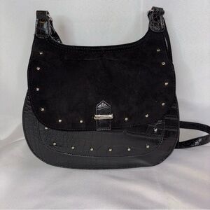 Y2K Nine West Women’s Suede Faux Croc Shoulder Bag